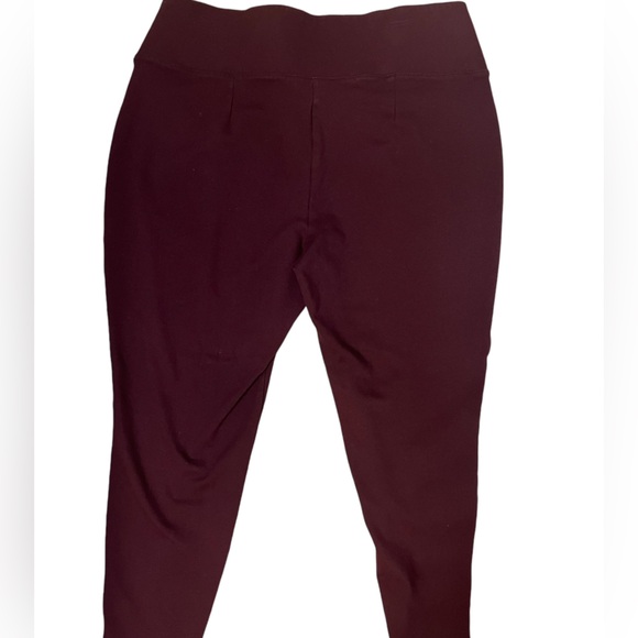 Nine West Burgundy Maroon Wine Ponte Skinny Front Seam Work Leggings Academia XL - Picture 2 of 9